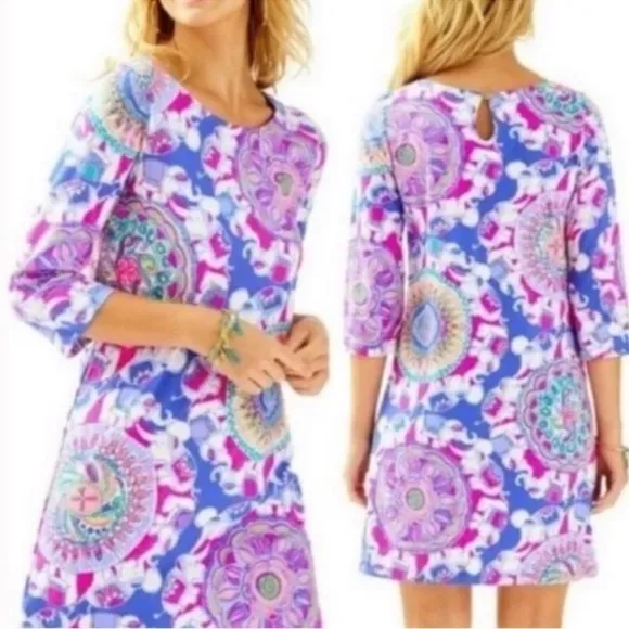 Lilly Pulitzer Bay Dress in Play That Trunky Music Print Tunic Boat Neck XS