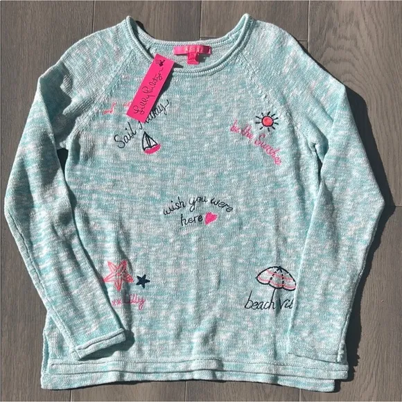 Lilly Pulitzer Danette Sweater Celestial Blue Sailabration Sail Away