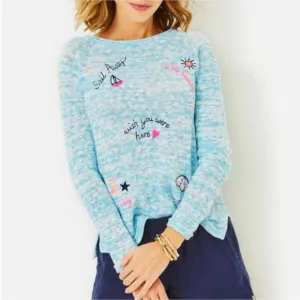 Lilly Pulitzer Danette Sweater Celestial Blue Sailabration Sail Away