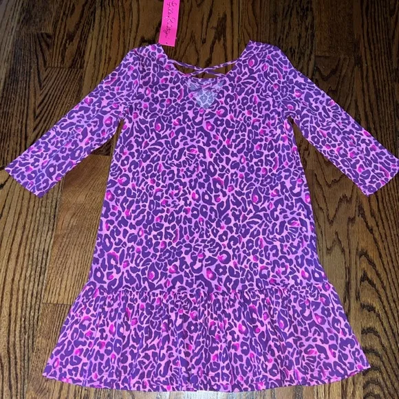Lilly Pulitzer girls Jena dress purple Berry my favorite spot size large NWT