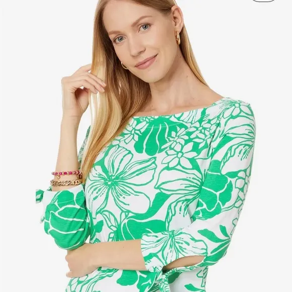 Lilly Pulitzer, new with tags, LIDIA 3/4 sleeve boat, neck dress, spearmint, s M