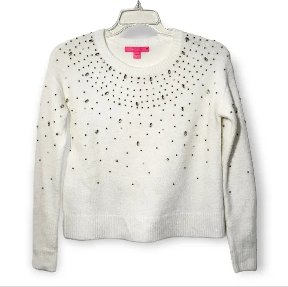 Lilly Pulitzer Nysa Rhinestone Sweater In White XS