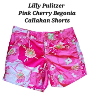 Lilly Pulitzer Pink Cherry Begonia Callahan Shorts Hot Pink Floral Shorts