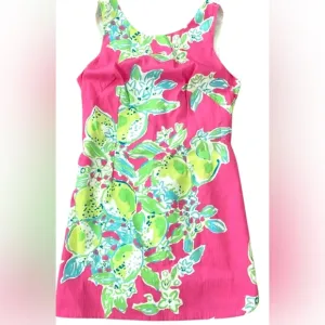 Lilly Pulitzer Women’s “Delia” Lace Back Shift Dress in Hot Pink Lemonade Sz 2