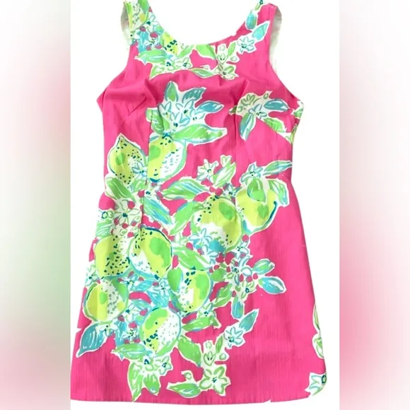 Lilly Pulitzer Women’s “Delia” Lace Back Shift Dress in Hot Pink Lemonade Sz 2