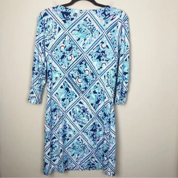LILLY PULITZER | Sophie 3/4 Sleeve Dress UPF 50  Zanzibar Blue Women’s Size S