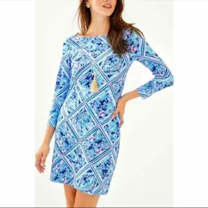 LILLY PULITZER | Sophie 3/4 Sleeve Dress UPF 50  Zanzibar Blue Women’s Size S