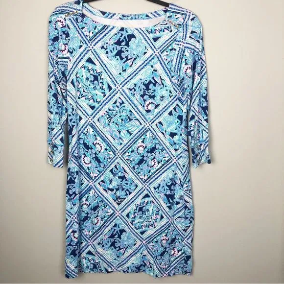 LILLY PULITZER | Sophie 3/4 Sleeve Dress UPF 50  Zanzibar Blue Women’s Size S
