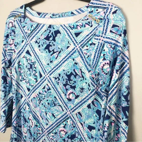 LILLY PULITZER | Sophie 3/4 Sleeve Dress UPF 50  Zanzibar Blue Women’s Size S
