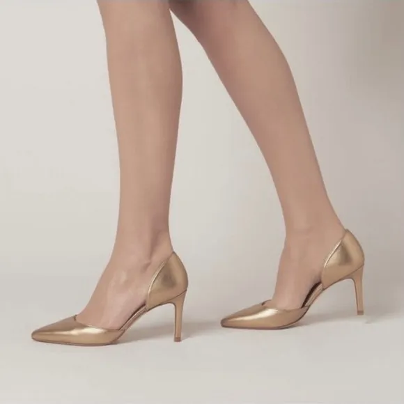 L.K. Bennett Flossie Taupe Open Courts Nude Patent Leather Stiletto Heels 41 11