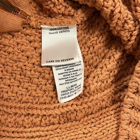 LL Bean Signature Women’s Cable-knit Fisherman Cotton Pullover Orange Sweater