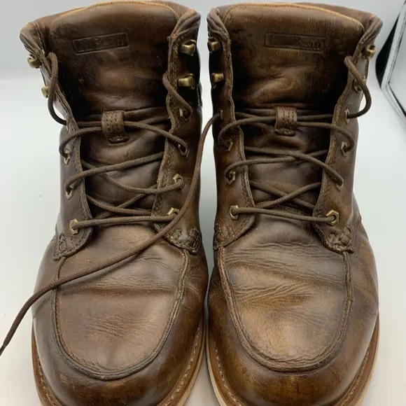 LL Bean Stonington Men's Size 12M Brown Leather Moccasin Toe Working Boot Shoes