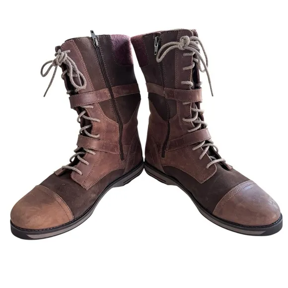 LL Bean Women’s Park Ridge Boots Leather Buckle Wool Sz 9.5