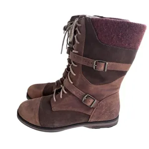 LL Bean Women’s Park Ridge Boots Leather Buckle Wool Sz 9.5