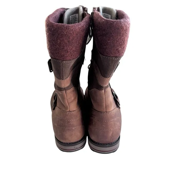 LL Bean Women’s Park Ridge Boots Leather Buckle Wool Sz 9.5