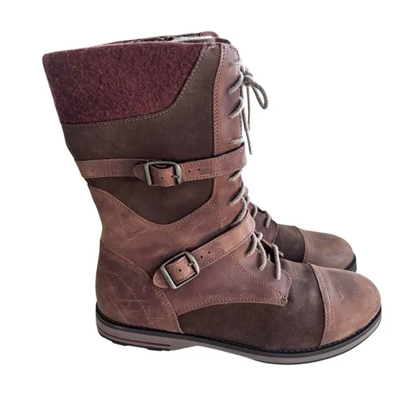 LL Bean Women’s Park Ridge Boots Leather Buckle Wool Sz 9.5