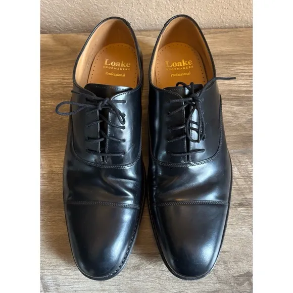 Loake Black Leather Oxford Shoes Mens Size 10