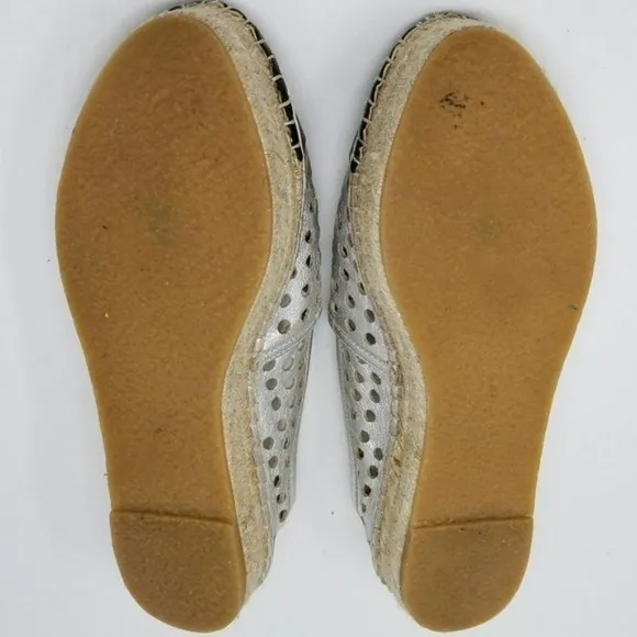 Loeffler Randall Metallic Perforated Platform Espadrille Slip On Shoes Size 8.5