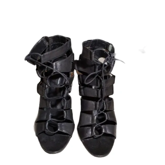 Loeffler Randall Natane black leather heel sandals