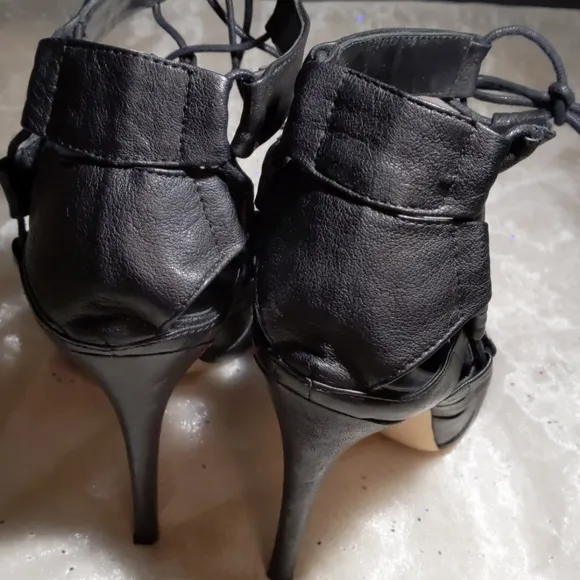 Loeffler Randall Natane black leather heel sandals