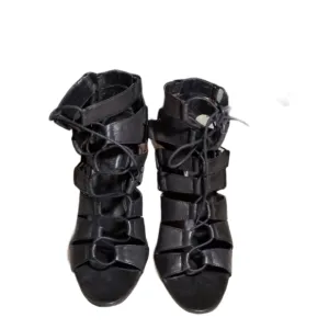 Loeffler Randall Natane black leather heel sandals