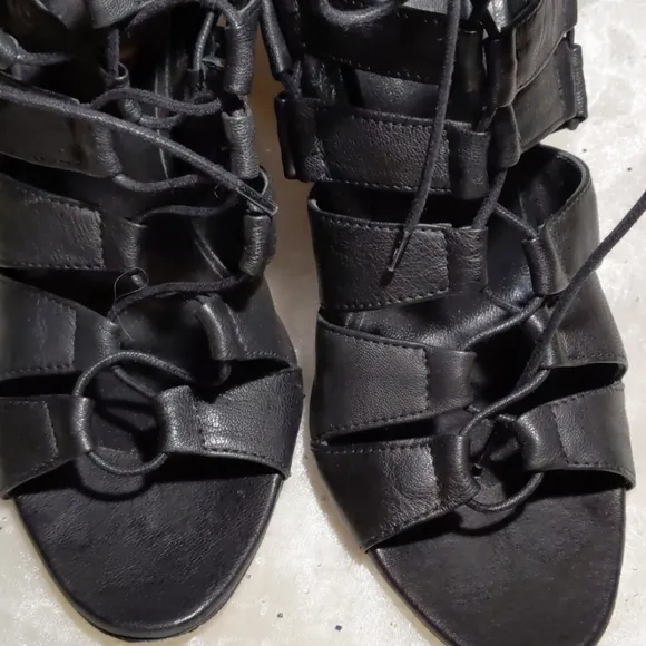 Loeffler Randall Natane black leather heel sandals