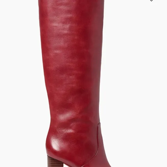 Loeffler Randall Red Over the Knee Boots Sleek Leather Design