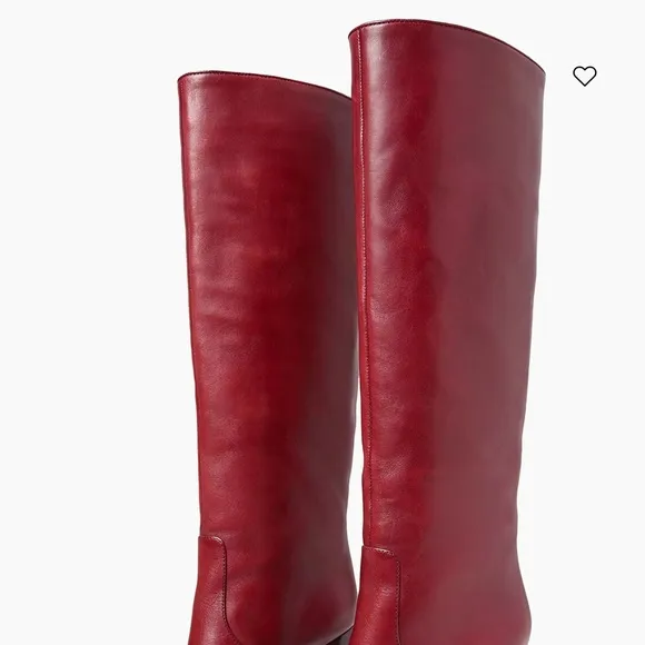 Loeffler Randall Red Over the Knee Boots Sleek Leather Design