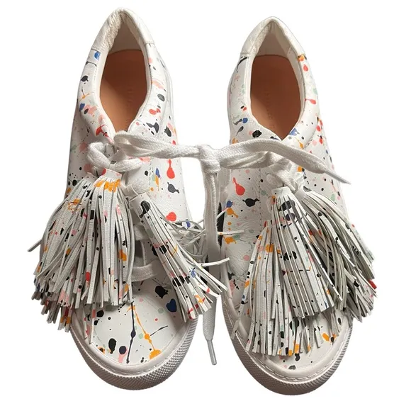 Loeffler Randall women’s painter fringe slip on shoes size 6