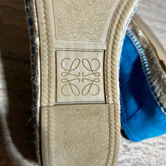 Loewe 551609 blue suede slip on espadrille shoes
