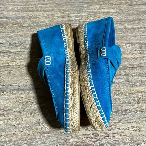 Loewe 551609 blue suede slip on espadrille shoes