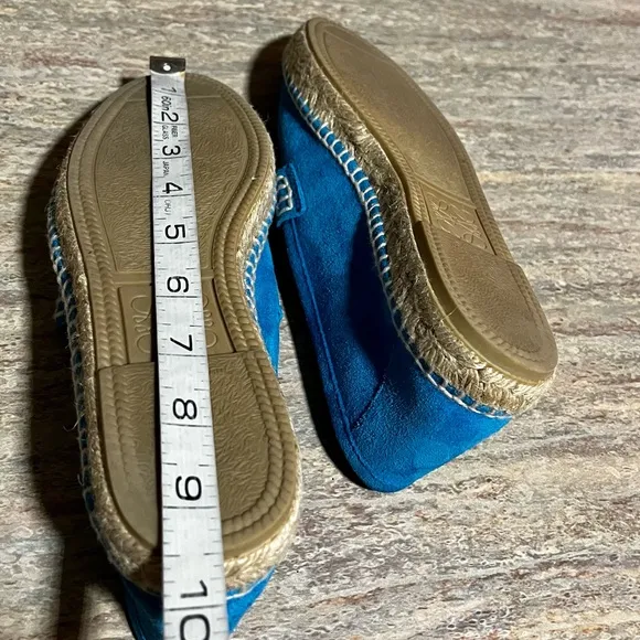 Loewe 551609 blue suede slip on espadrille shoes