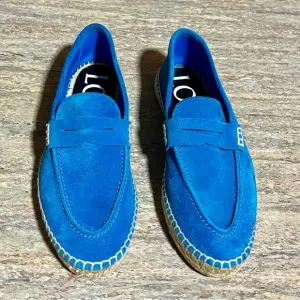Loewe 551609 blue suede slip on espadrille shoes