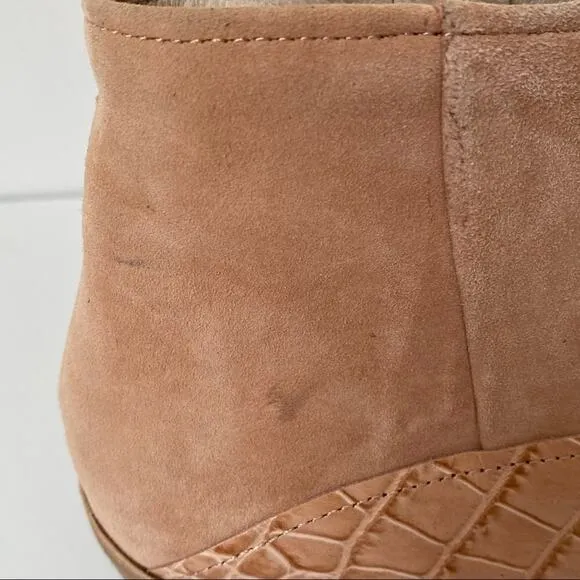 Louise Et Cie Vada Demure Tan/Pink/Nude Suede Leather Ankle Boots size 8.5
