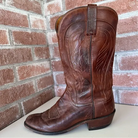 Lucchese 1883 Bart Boots Western Cowboy Men’s 9 D Brown Leather
