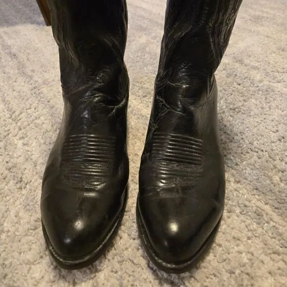 Lucchese 1883 Mens 11 Black Buffalo Leather Cowboy Boots N1617.R4