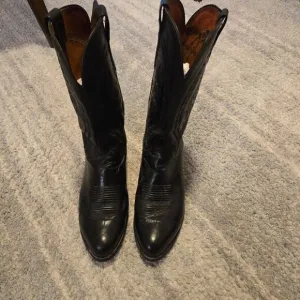 Lucchese 1883 Mens 11 Black Buffalo Leather Cowboy Boots N1617.R4