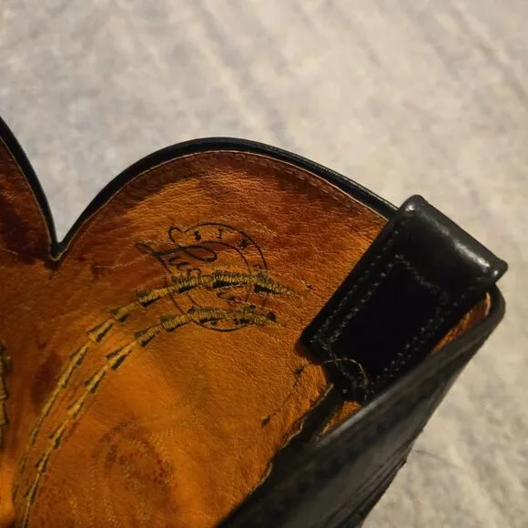 Lucchese 1883 Mens 11 Black Buffalo Leather Cowboy Boots N1617.R4