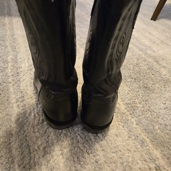 Lucchese 1883 Mens 11 Black Buffalo Leather Cowboy Boots N1617.R4