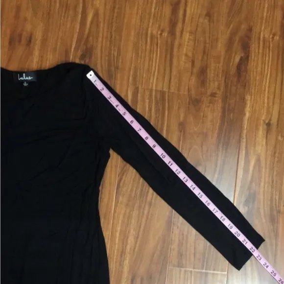 Lulu’s Black Boat Neck High Slit Long Sleeve Stretch Maxi Dress Size Large