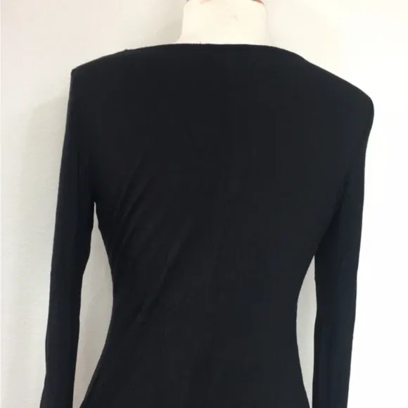 Lulu’s Black Boat Neck High Slit Long Sleeve Stretch Maxi Dress Size Large
