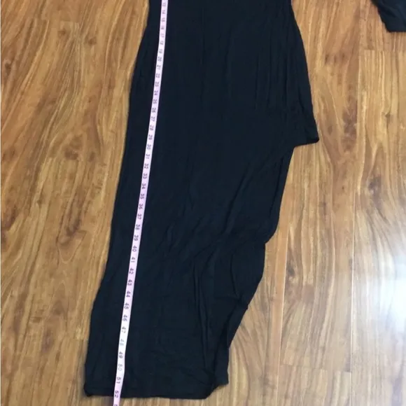 Lulu’s Black Boat Neck High Slit Long Sleeve Stretch Maxi Dress Size Large