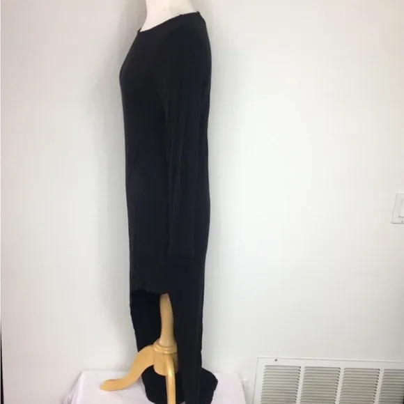 Lulu’s Black Boat Neck High Slit Long Sleeve Stretch Maxi Dress Size Large