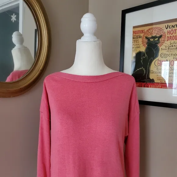M Magaschoni Pink Boat Neck Split Hem Sweater XS