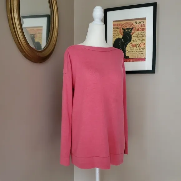 M Magaschoni Pink Boat Neck Split Hem Sweater XS