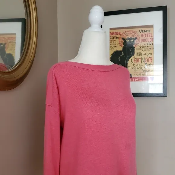 M Magaschoni Pink Boat Neck Split Hem Sweater XS