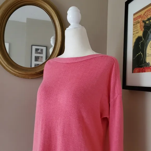 M Magaschoni Pink Boat Neck Split Hem Sweater XS