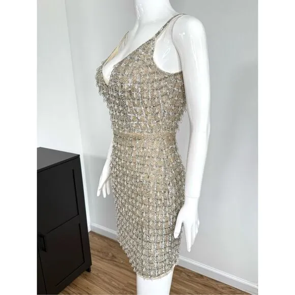 🚨Mac Duggal 5558 Dangling Beads Spaghetti Strap Dress Size 2