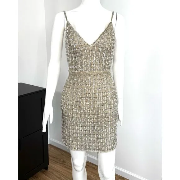 🚨Mac Duggal 5558 Dangling Beads Spaghetti Strap Dress Size 2
