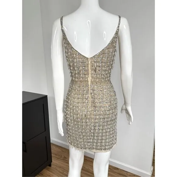 🚨Mac Duggal 5558 Dangling Beads Spaghetti Strap Dress Size 2